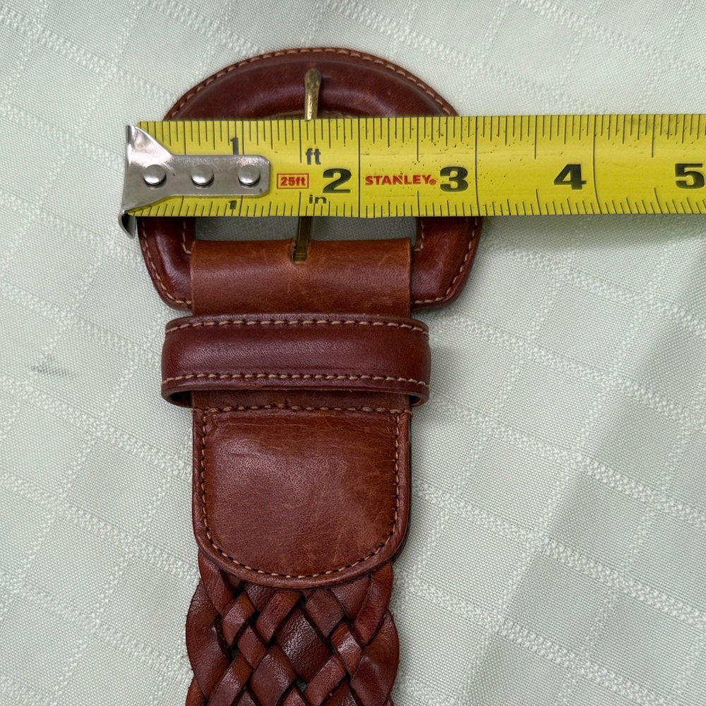 Vintage Coach British Tan Braided Wide Leather Belt - Picture 12 of 12